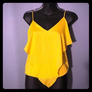 Yellow v neck sleeveless blouse